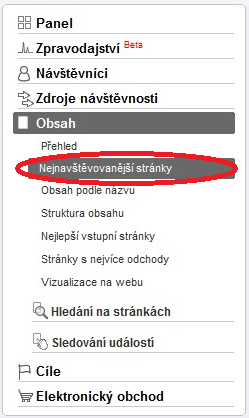 $ Index je v sekci Obsah -> Nejnavštěvovanější stránky