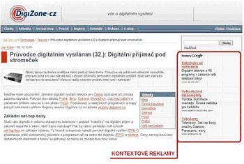 Příklad kontextové reklamy formou textového sdělení