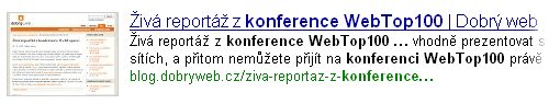 Aktualizovaný náhled stránky o konferenci WebTop100