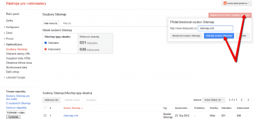 Obrázek: Aktuální soubor sitemap.xml otestujeme pomocí formuláře.