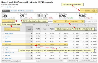 Google Analytics: klíčová slova