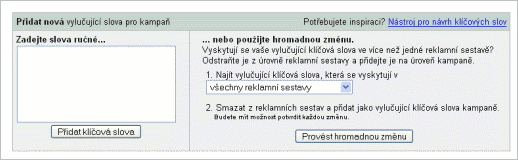 Nástroj pro úpravu vylučujících slov Nástroj pro úpravu vylučujících slov