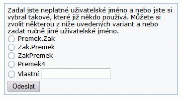 Navrcholu.cz - Registrace - volba přihlašovacího jména
